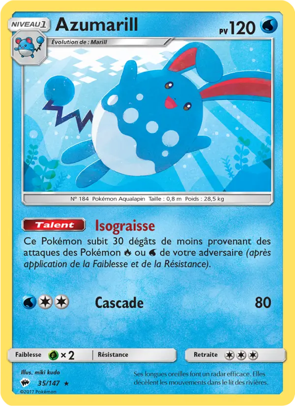Scan HD carte Pokémon Azumarill 35/147 — Ombres Ardentes