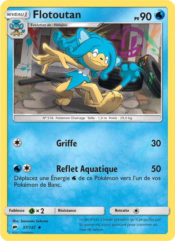 Scan HD carte Pokémon Flotoutan 37/147 — Ombres Ardentes