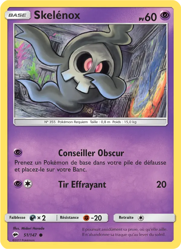 Scan HD carte Pokémon Skelénox 51/147 — Ombres Ardentes