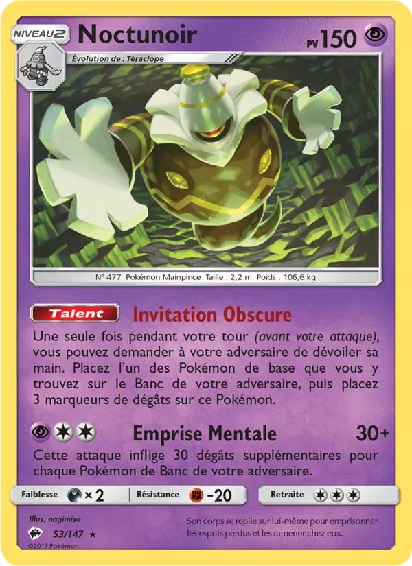 Scan HD carte Pokémon Noctunoir 53/147 — Ombres Ardentes