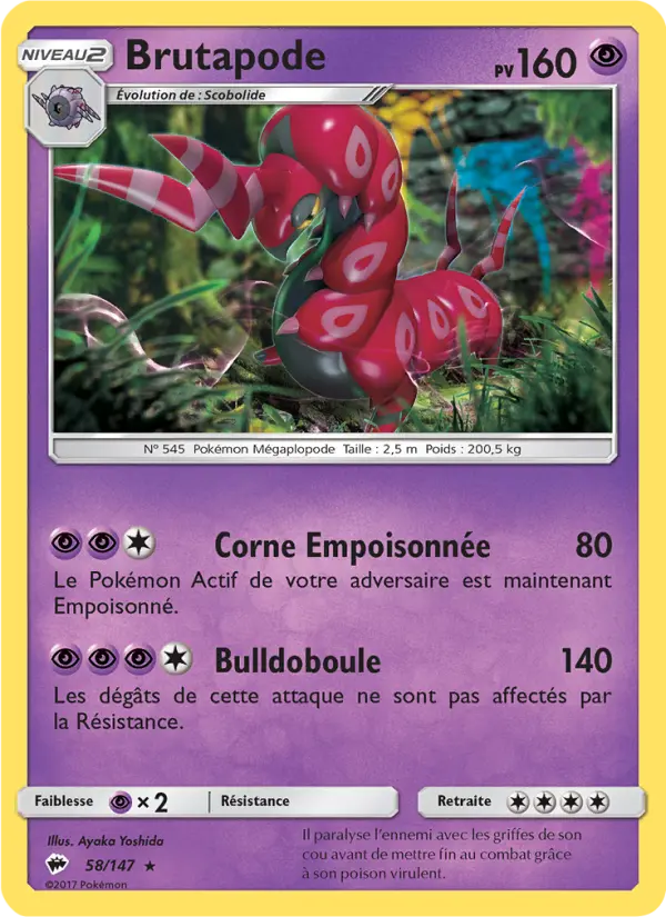 Scan HD carte Pokémon Brutapode 58/147 — Ombres Ardentes