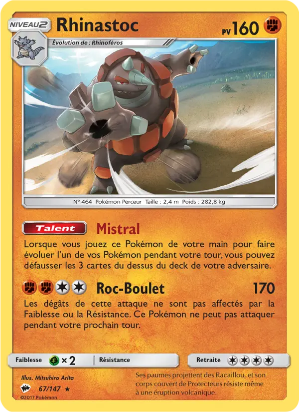 Scan HD carte Pokémon Rhinastoc 67/147 — Ombres Ardentes