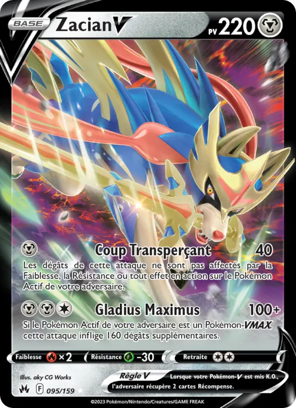 Scan HD carte Pokémon Zacian V 095/159 — Zénith Suprême