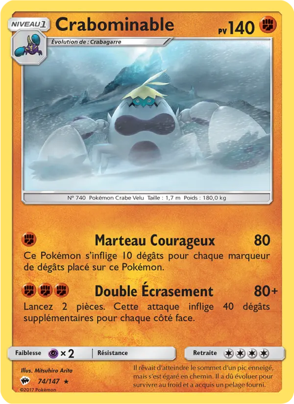Scan HD carte Pokémon Crabominable 74/147 — Ombres Ardentes