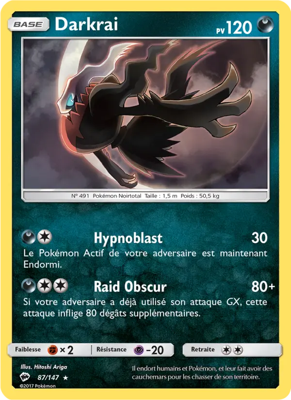 Scan HD carte Pokémon Darkrai 87/147 — Ombres Ardentes