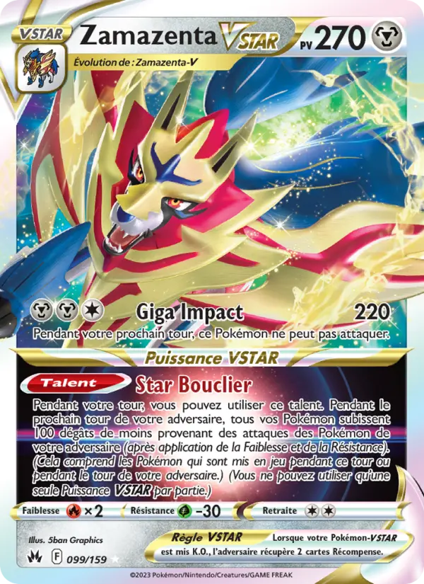 Scan HD carte Pokémon Zamazenta VSTAR 099/159 — Zénith Suprême