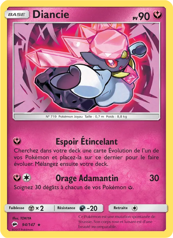 Scan HD carte Pokémon Diancie 94/147 — Ombres Ardentes