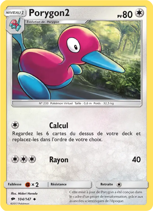 Scan HD carte Pokémon Porygon2 104/147 — Ombres Ardentes