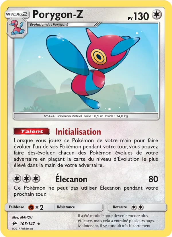 Scan HD carte Pokémon Porygon-Z 105/147 — Ombres Ardentes