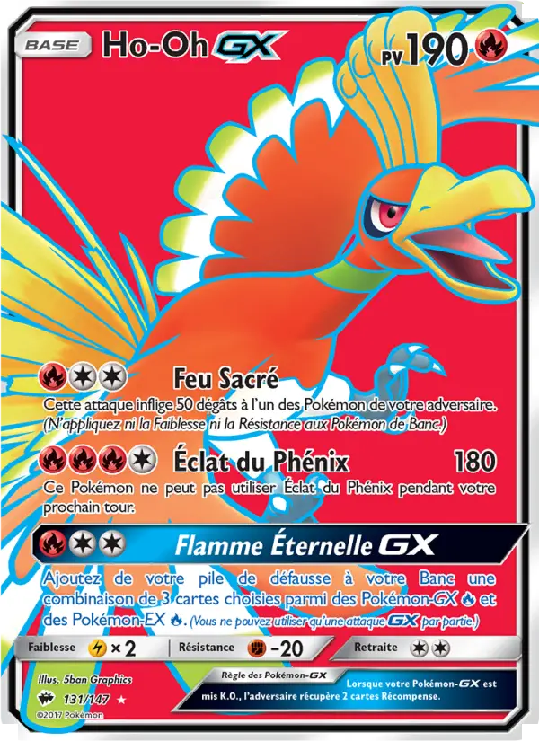 Scan HD carte Pokémon Ho-Oh GX 131/147 — Ombres Ardentes