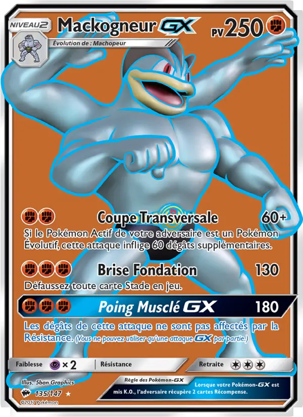 Scan HD carte Pokémon Mackogneur GX 135/147 — Ombres Ardentes