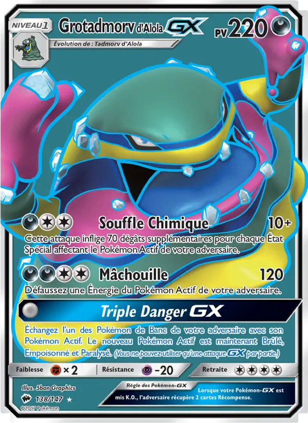 Scan HD carte Pokémon Grotadmorv d’Alola GX 138/147 — Ombres Ardentes