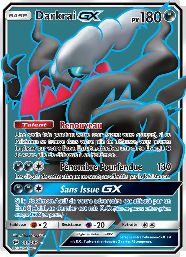 Scan HD carte Pokémon Darkrai GX 139/147 — Ombres Ardentes
