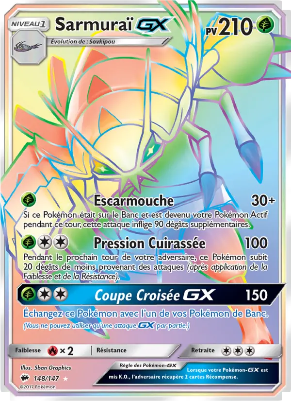 Scan HD carte Pokémon Sarmuraï GX 148/147 — Ombres Ardentes