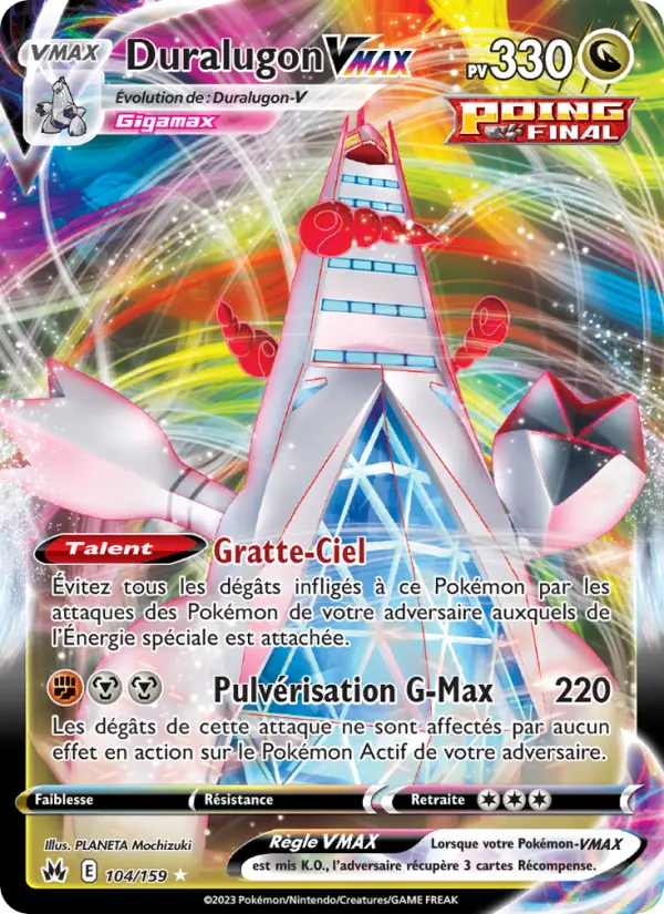 Scan HD carte Pokémon Duralugon VMAX 104/159 — Zénith Suprême
