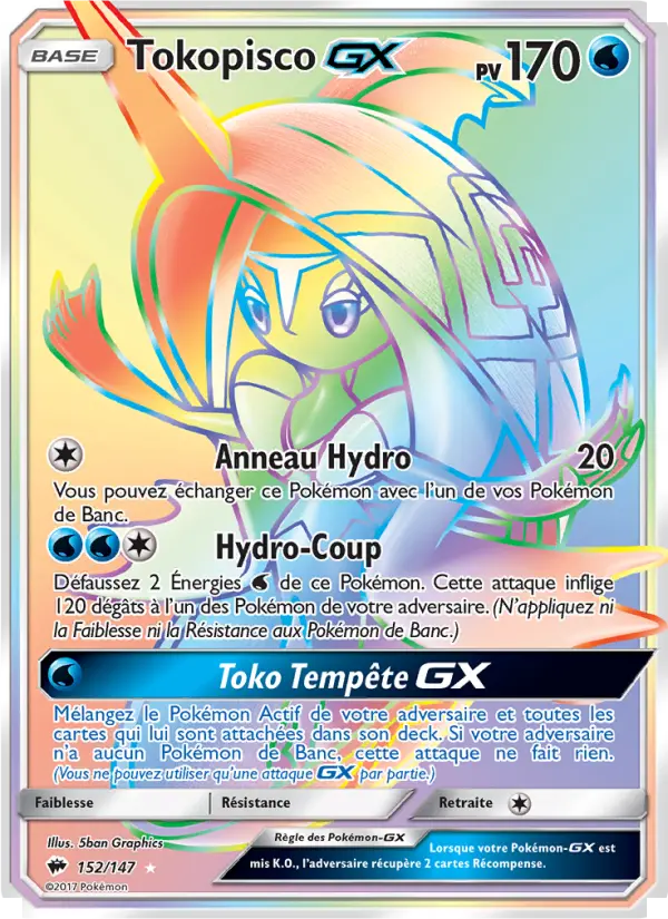 Scan HD carte Pokémon Tokopisco GX 152/147 — Ombres Ardentes