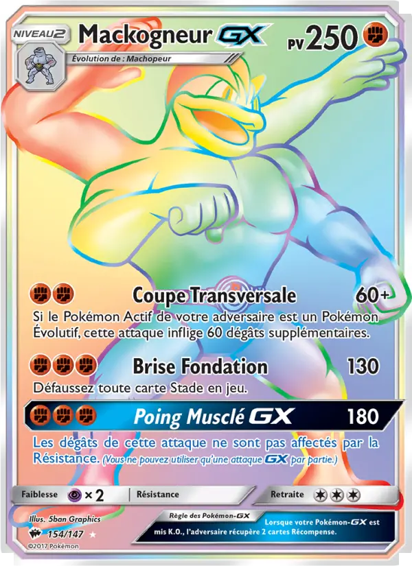 Scan HD carte Pokémon Mackogneur GX 154/147 — Ombres Ardentes