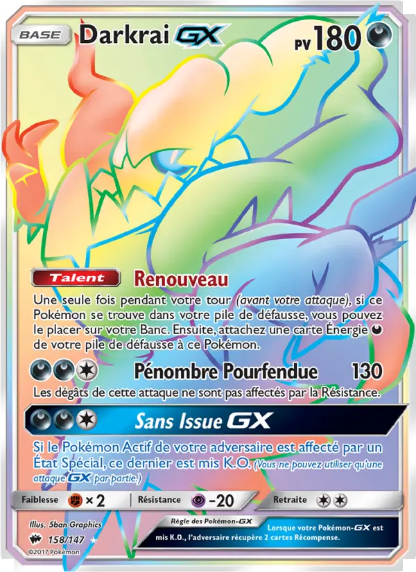 Scan HD carte Pokémon Darkrai GX 158/147 — Ombres Ardentes