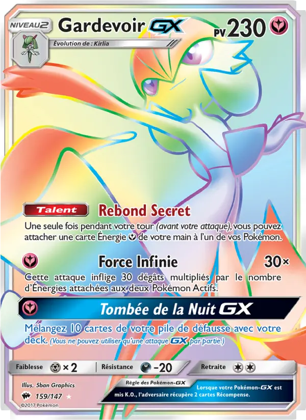 Scan HD carte Pokémon Gardevoir GX 159/147 — Ombres Ardentes