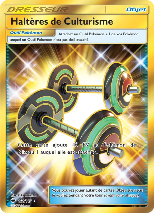 Scan HD carte Pokémon Haltères de Culturisme 161/147 — Ombres Ardentes