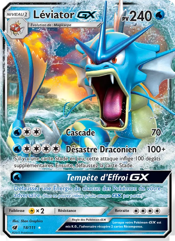 Scan HD carte Pokémon Léviator GX 18/111 — Invasion Carmin