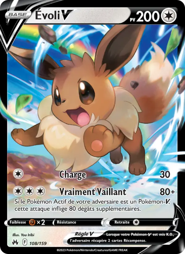 Scan HD carte Pokémon Évoli V 108/159 — Zénith Suprême