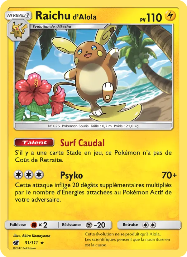 Scan HD carte Pokémon Raichu d’Alola 31/111 — Invasion Carmin