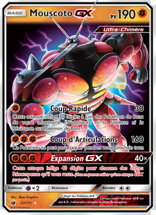 Scan HD carte Pokémon Mouscoto GX 57/111 — Invasion Carmin