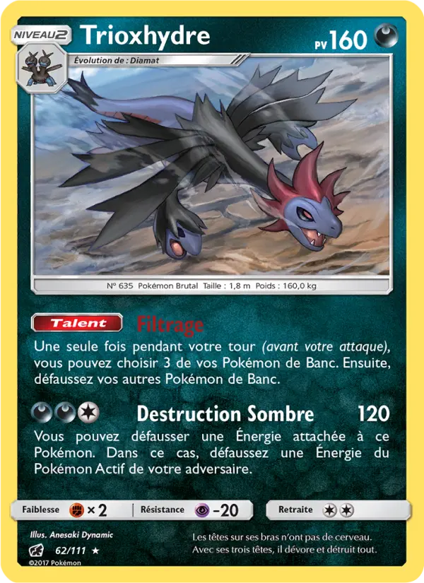 Scan HD carte Pokémon Trioxhydre 62/111 — Invasion Carmin