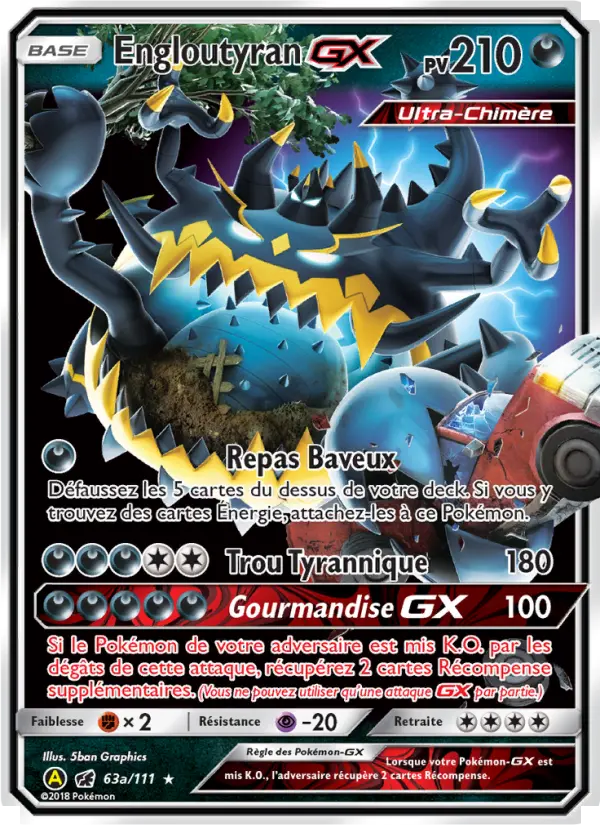 Scan HD carte Pokémon Engloutyran-GX 63a/111 — Invasion Carmin