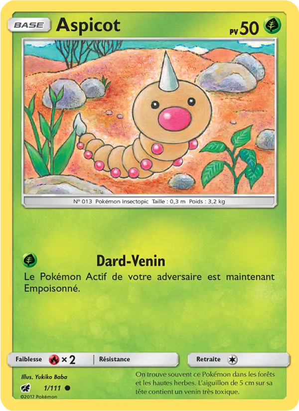 Scan HD carte Pokémon Aspicot 1/111 — Invasion Carmin