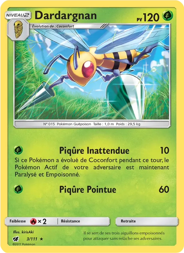 Scan HD carte Pokémon Dardargnan 3/111 — Invasion Carmin