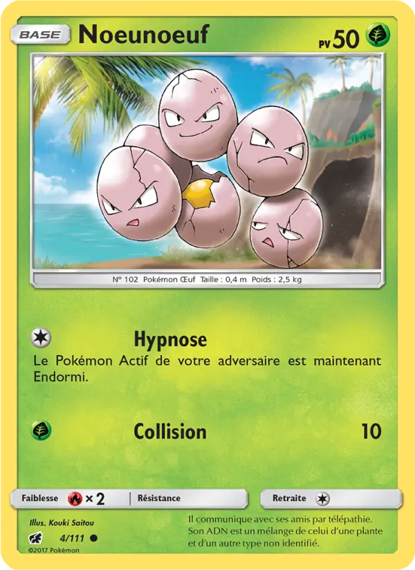 Scan HD carte Pokémon Noeunoeuf 4/111 — Invasion Carmin