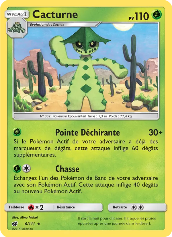 Scan HD carte Pokémon Cacturne 6/111 — Invasion Carmin