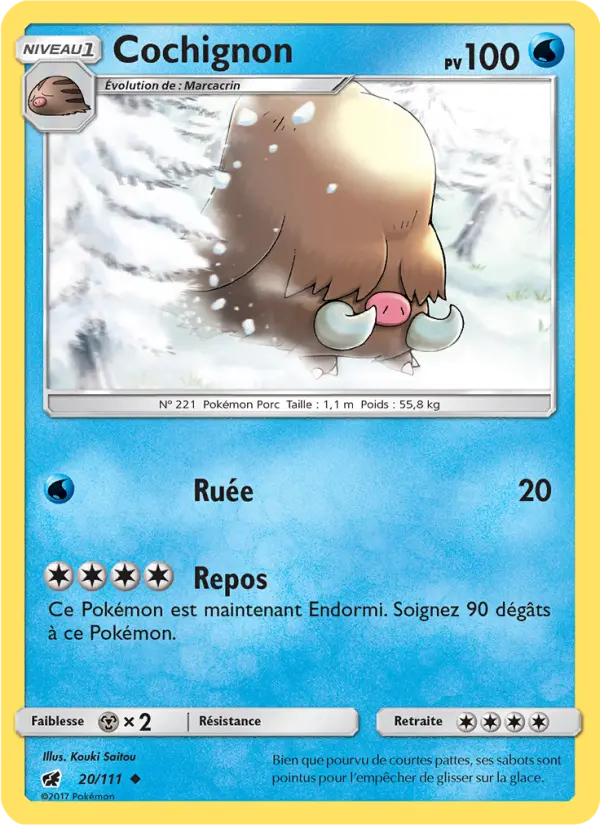 Scan HD carte Pokémon Cochignon 20/111 — Invasion Carmin