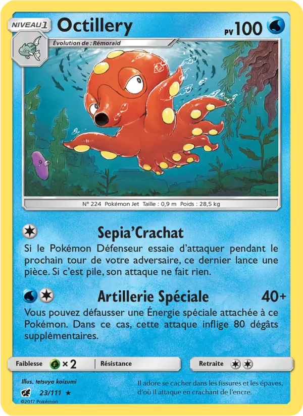 Scan HD carte Pokémon Octillery 23/111 — Invasion Carmin