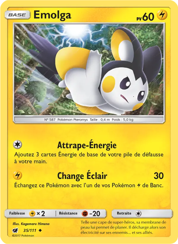 Scan HD carte Pokémon Emolga 35/111 — Invasion Carmin