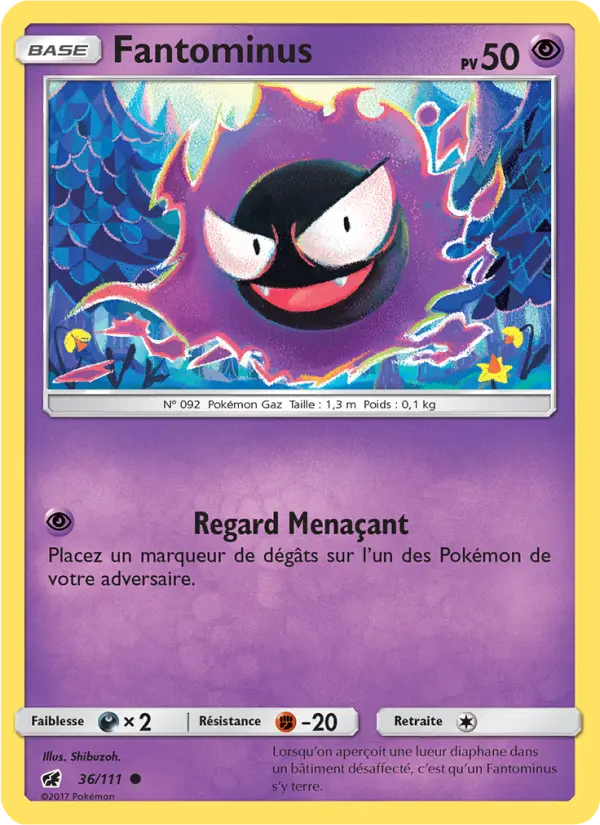 Scan HD carte Pokémon Fantominus 36/111 — Invasion Carmin