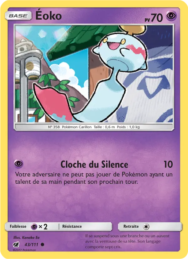 Scan HD carte Pokémon Éoko 43/111 — Invasion Carmin