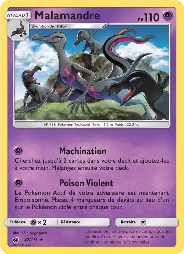 Scan HD carte Pokémon Malamandre 47/111 — Invasion Carmin