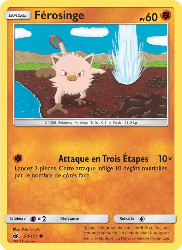 Scan HD carte Pokémon Férosinge 50/111 — Invasion Carmin