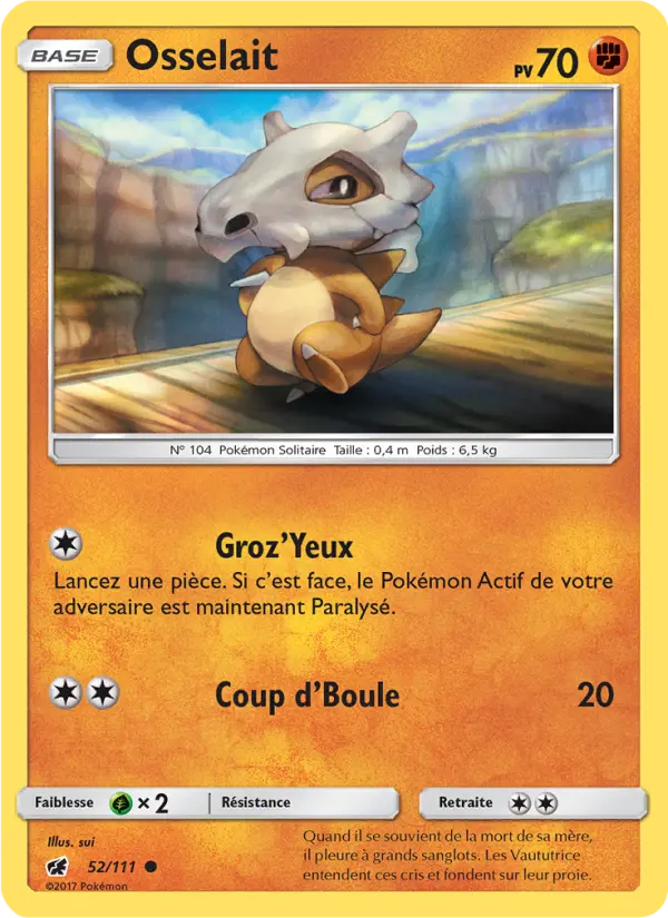 Scan HD carte Pokémon Osselait 52/111 — Invasion Carmin