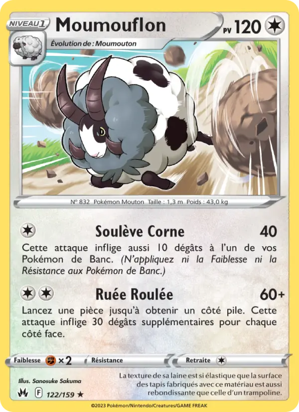 Scan HD carte Pokémon Moumouflon 122/159 — Zénith Suprême