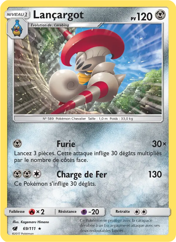 Scan HD carte Pokémon Lançargot 69/111 — Invasion Carmin