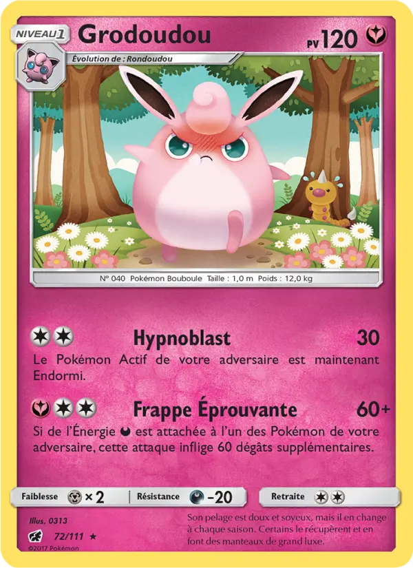 Scan HD carte Pokémon Grodoudou 72/111 — Invasion Carmin