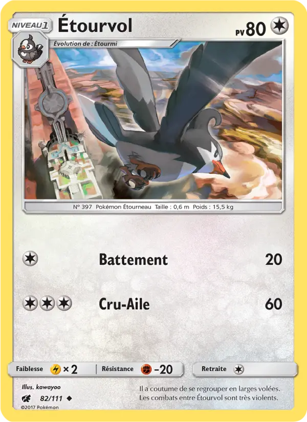 Scan HD carte Pokémon Étourvol 82/111 — Invasion Carmin