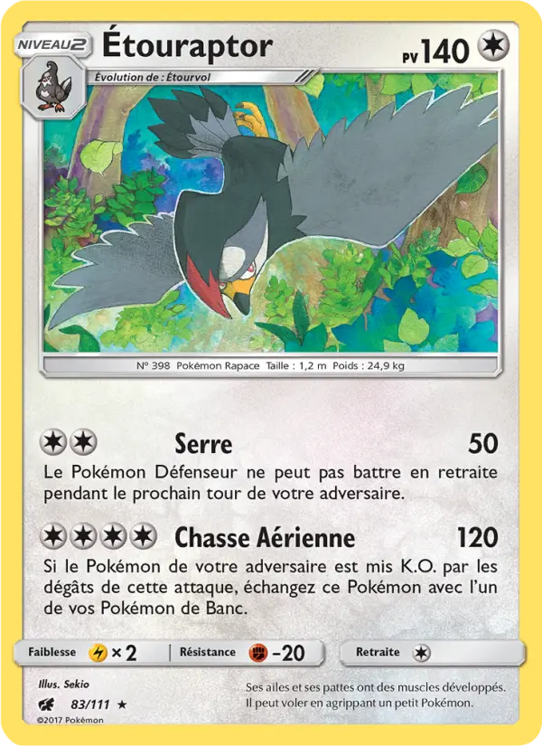 Scan HD carte Pokémon Étouraptor 83/111 — Invasion Carmin