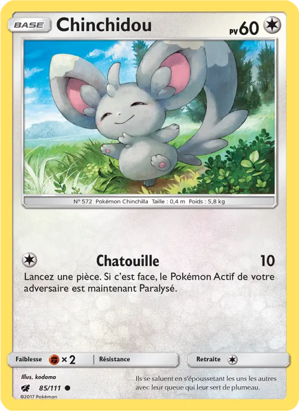 Scan HD carte Pokémon Chinchidou 85/111 — Invasion Carmin