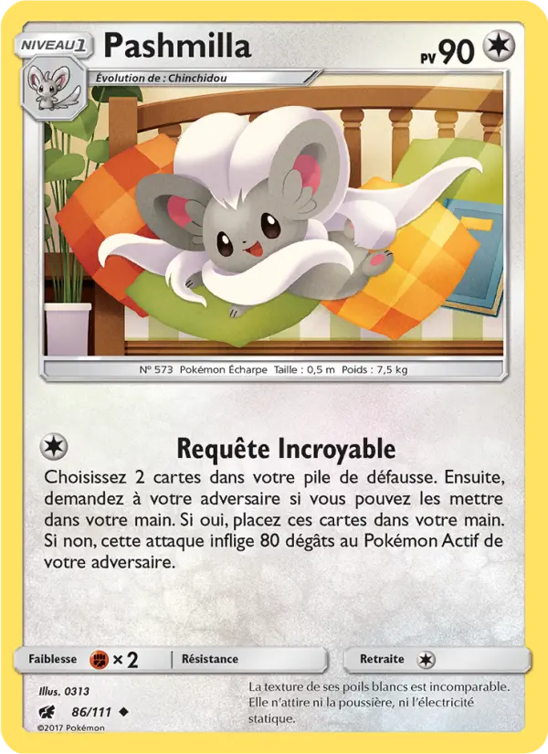 Scan HD carte Pokémon Pashmilla 86/111 — Invasion Carmin