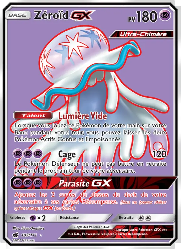 Scan HD carte Pokémon Zéroïd GX 103/111 — Invasion Carmin